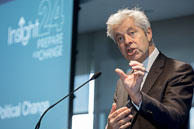 Photography of Justin Webb Brodcaster delivering keynote